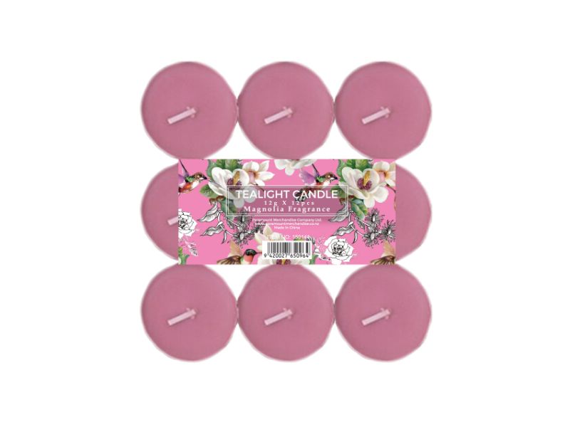 Scented tealight candles in Magnolia fragrance, perfect for creating a warm atmosphere in any setting.