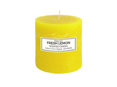 Set of 48 rustic yellow scented candles (6.3 x 7cm) with a refreshing lemon aroma, perfect for enhancing home decor.