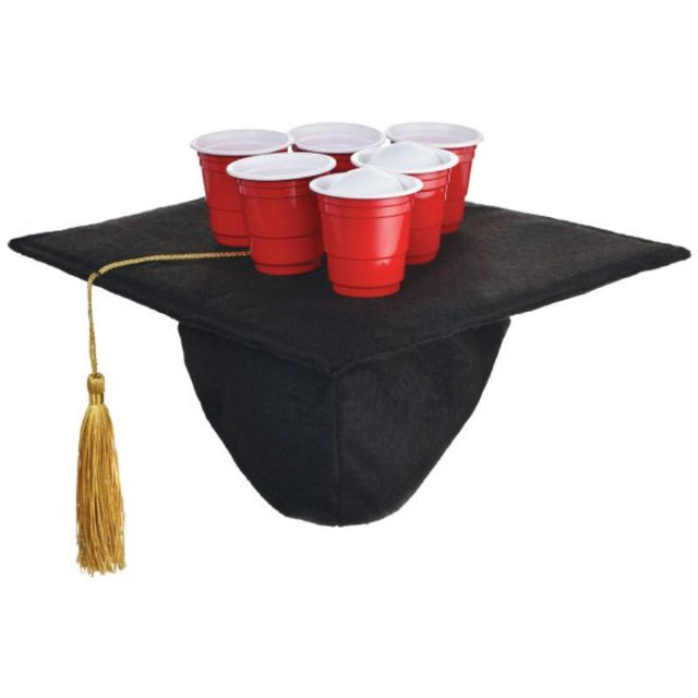 Colorful Graduation Cap Toss Game featuring cardboard caps, felt, and plastic cups for fun and engaging celebrations.