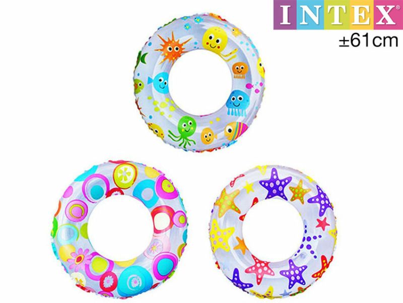 Colorful assorted swim rings set of 36, 61cm, perfect for fun in pools and beaches this summer.