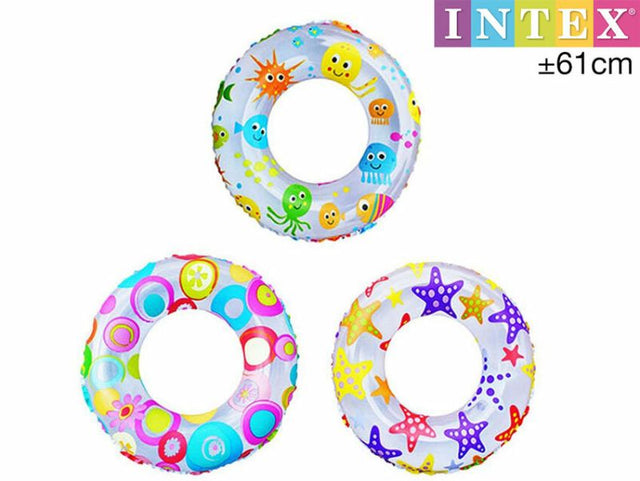 Colorful assorted swim rings set of 36, 61cm, perfect for fun in pools and beaches this summer.