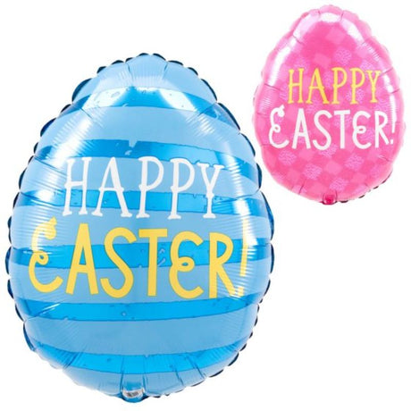 Vibrant XL funny bunny egg balloon, perfect for Easter celebrations, features a whimsical design and measures 40cm x 30cm.