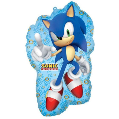 Vibrant 43cm x 76cm Sonic the Hedgehog foil balloon, perfect for themed parties and celebrations.