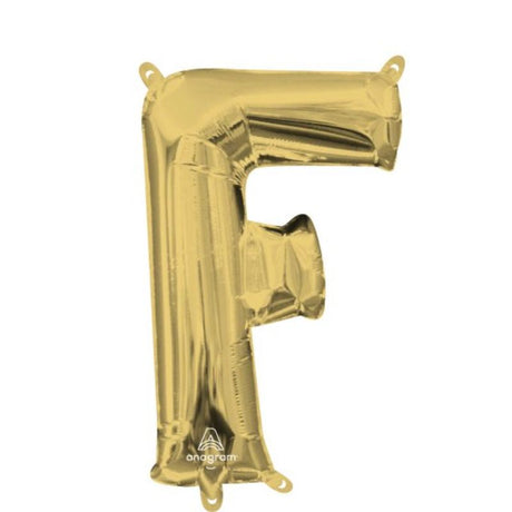 Letter F White Gold foil balloon, 40cm, self-sealing, perfect for parties and celebrations, adds elegance to décor.