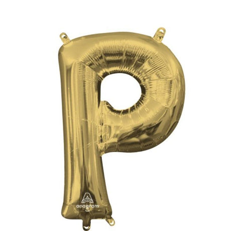 Elegant 40cm white gold foil Letter P balloon; ideal for birthday and wedding decor, offering a chic touch to celebrations.