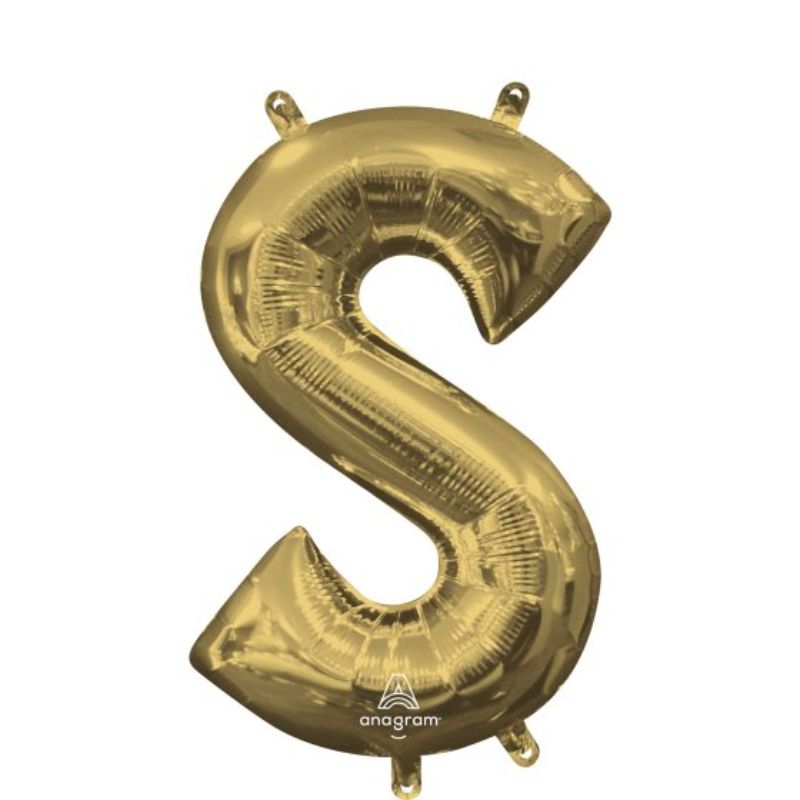 CI: Letter S White Gold foil balloon, 40cm, elegant white and gold design for stylish celebrations and party decor.