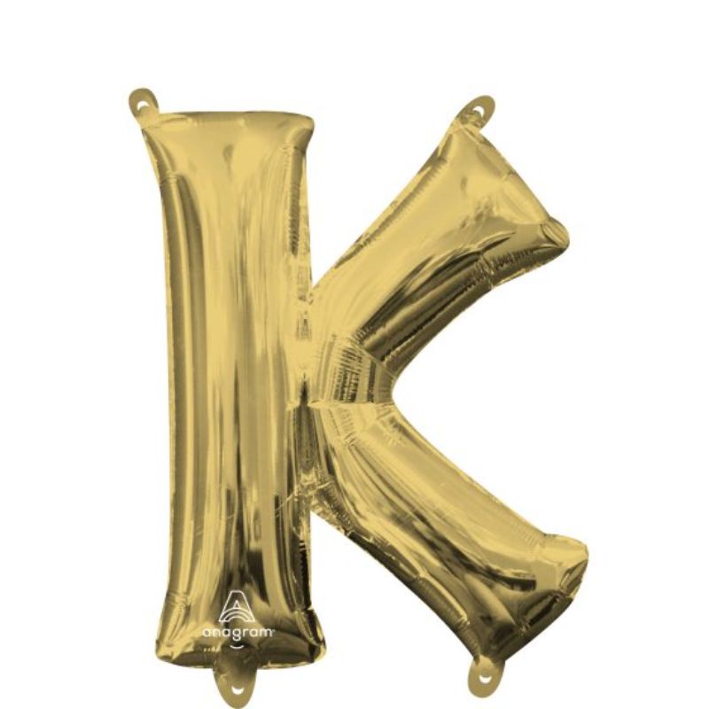 Elegant white gold foil balloon in the shape of letter K, perfect for celebrations and party decor, 40cm size.