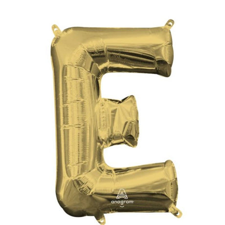 White gold letter E foil balloon, 40cm, ideal for decor at birthdays and anniversaries, adds elegance to any celebration.