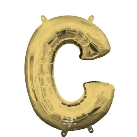 Elegant white gold Letter C foil balloon, 40cm, perfect for celebrations and event decor. Air fill only.