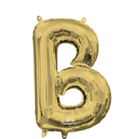 Elegant 40cm white gold Letter B foil balloon, perfect for celebrations and events, self-sealing and air fill only.