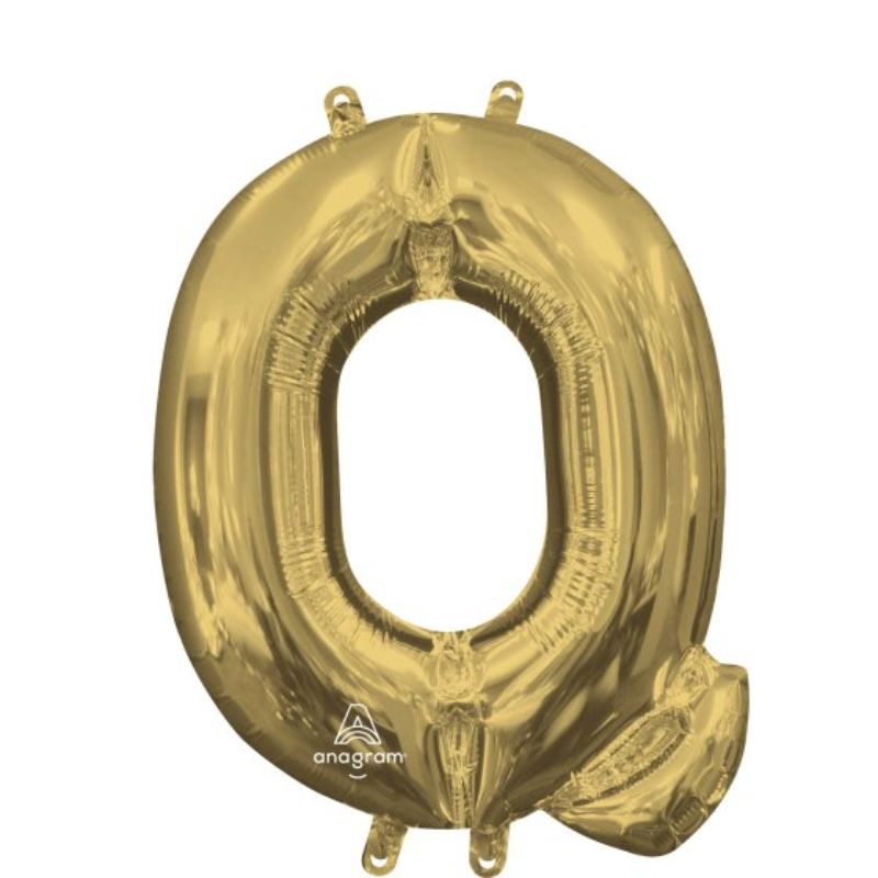 Elegant 40cm self-sealing white gold letter Q foil balloon, perfect for celebrations and party decor.