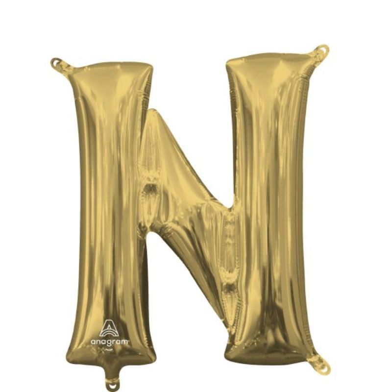 40cm self-sealing white gold foil balloon shaped like the letter N, perfect for elegant celebrations and decor.