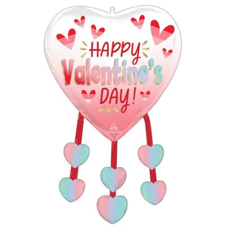 Vibrant XL foil balloon with ombre hearts for Valentine's Day celebrations, perfect for adding love to your decor.