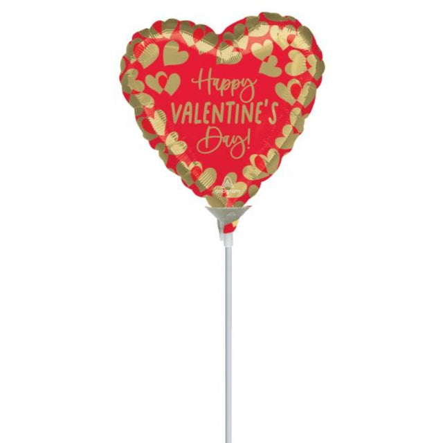 22cm foil balloon with golden hearts, perfect for Valentine's Day celebrations and romantic occasions.