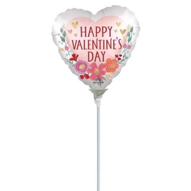 22cm romantic foil balloon with vibrant floral designs, perfect for Valentine's Day celebrations and special moments.