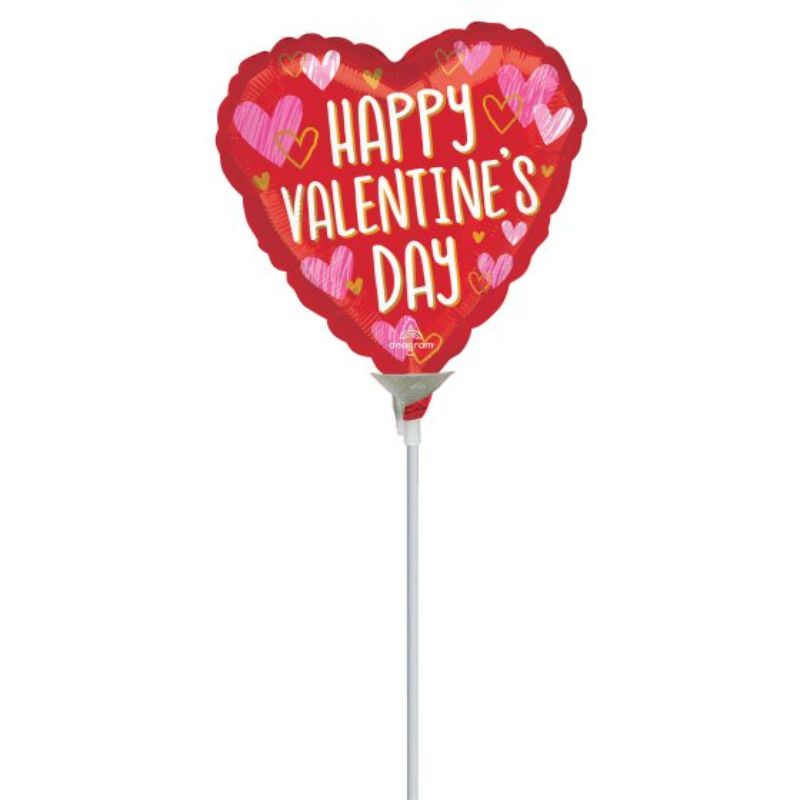 10cm romantic foil balloon with sketched design, perfect for Valentine's Day celebrations and creating a charming atmosphere.