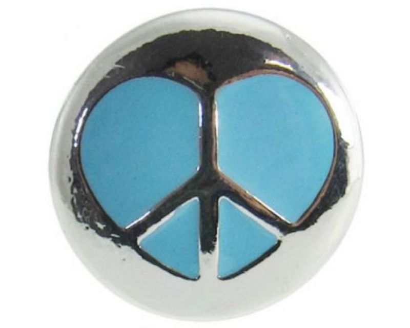 Vibrant snap with a peace symbol inside a heart, perfect for expressing individuality and enhancing any outfit.