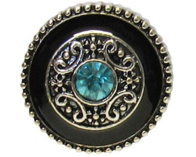 Intricately designed Celtic Blue Circle snap showcasing enchanting blue tones, perfect for versatile jewelry styling.
