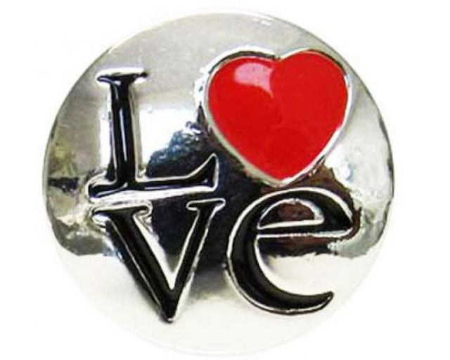 Vibrant red heart snap accessory symbolizing love, perfect for gifts and customizable jewelry collections.