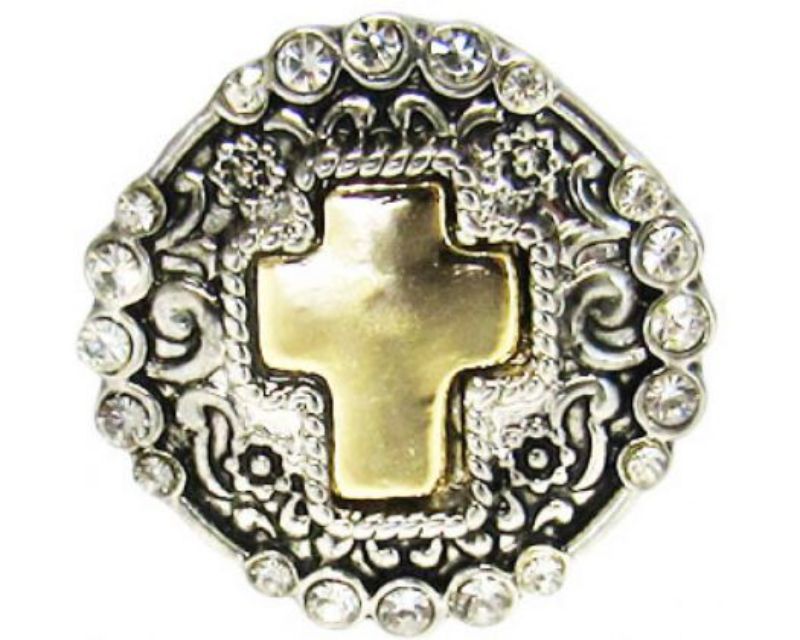 Gold cross snap charm from Snaps REDFOX, stylish and durable for personalized jewelry collections.
