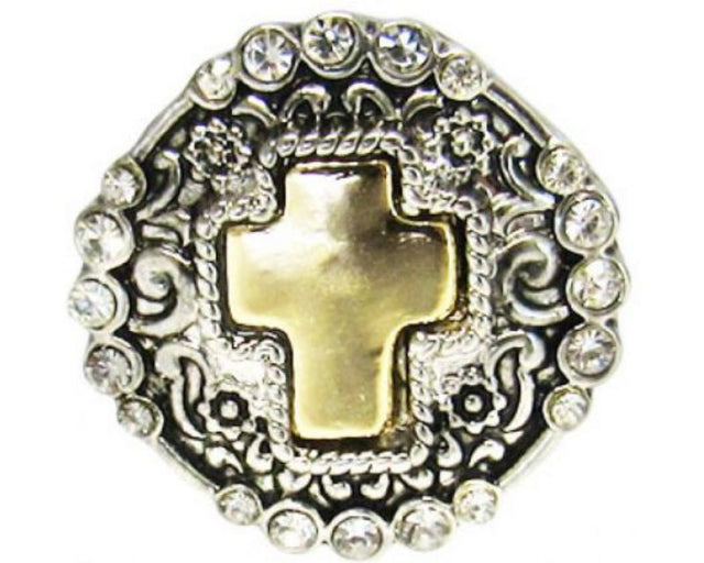 Gold cross snap charm from Snaps REDFOX, stylish and durable for personalized jewelry collections.