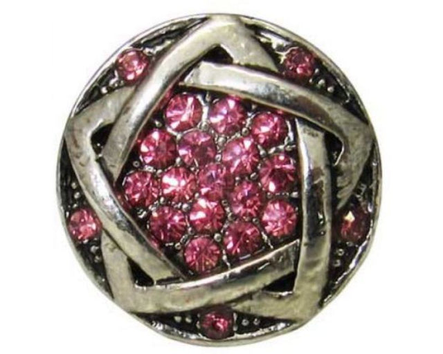 Pink diamante star charm for snap jewelry, adding glamour and style to bracelets or necklaces.