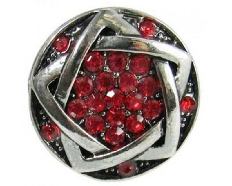 Red diamante star snap accessory, featuring shimmering diamantes for a stylish, versatile addition to your outfits.