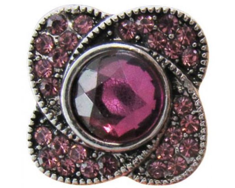 Stunning pink crystal flower snap accessory, perfect for customizing jewelry with elegance and charm.