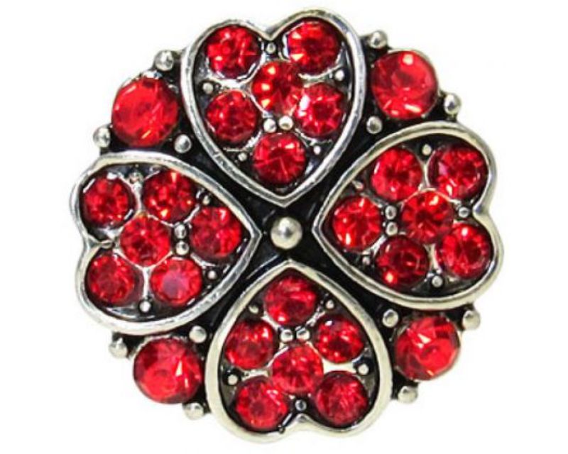 Vibrant red heart snaps for personalized jewelry, adding love and style to your collection. Perfect for gifts and special occasions.
