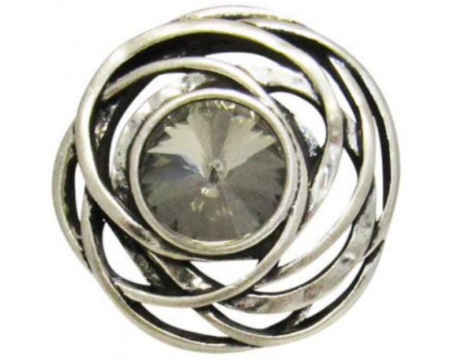 Elegant antique silver snap with diamond-like embellishments, perfect for personalized jewelry and versatile styling.