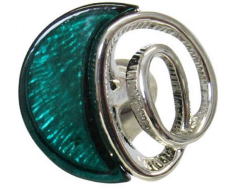 Stylish Snaps REDFOX featuring a silver swirl design with vibrant green accents, perfect for personalizing jewelry.