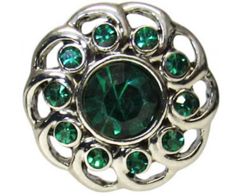 Elegant snaps featuring circles adorned with vibrant green diamonds, perfect for stylish jewelry customization.