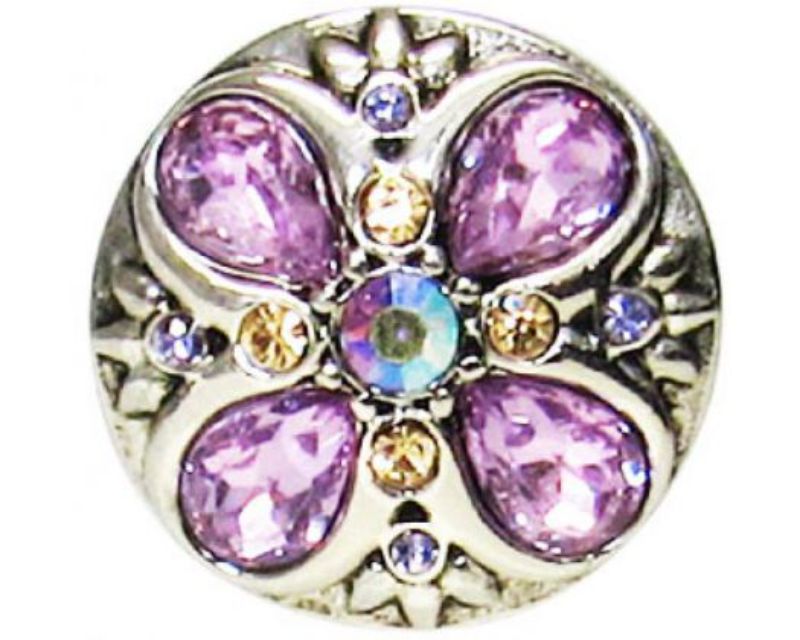Alt text: Elegant purple flower accessory with diamante embellishments, perfect for enhancing hairstyles and elevating outfits.