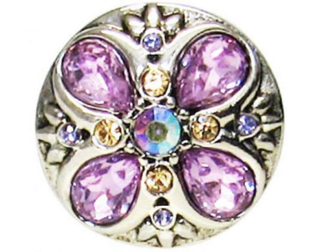 Alt text: Elegant purple flower accessory with diamante embellishments, perfect for enhancing hairstyles and elevating outfits.