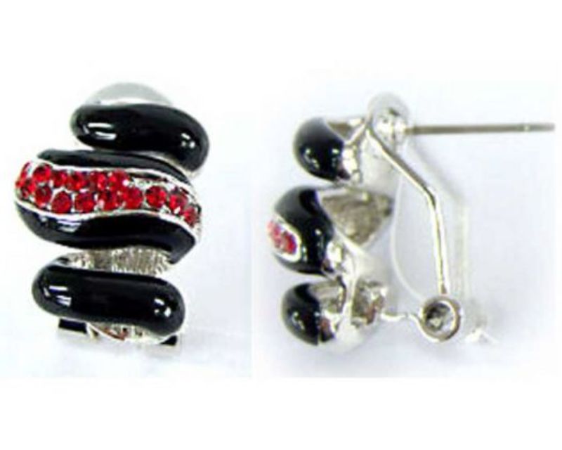 Black and red enamel post earrings featuring a bold design, perfect for elevating any outfit with stylish flair.