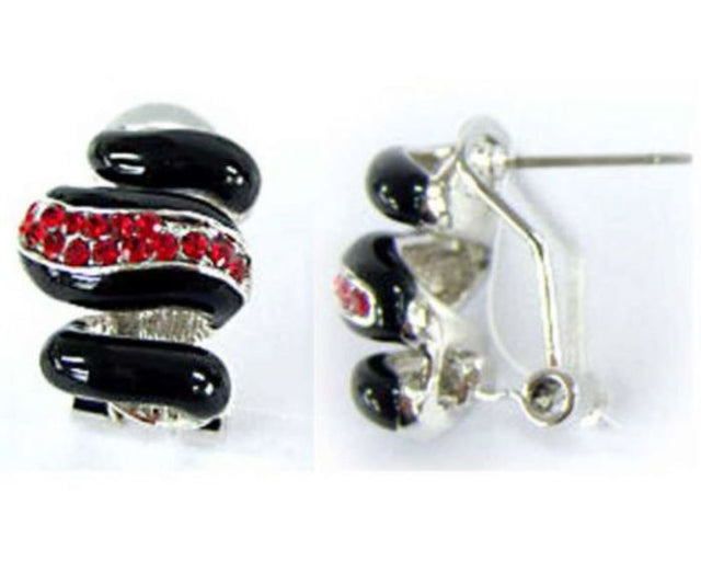 Black and red enamel post earrings featuring a bold design, perfect for elevating any outfit with stylish flair.