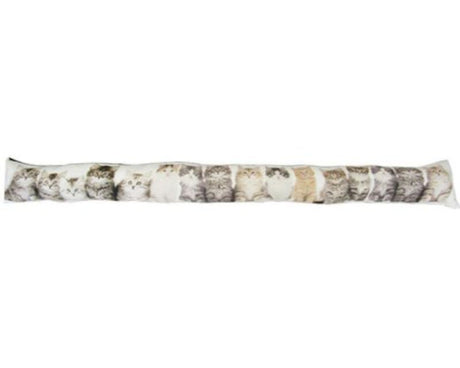 Charming kitten-shaped draught stopper, 89 cm long, blocks cold drafts while enhancing home decor with whimsy.
