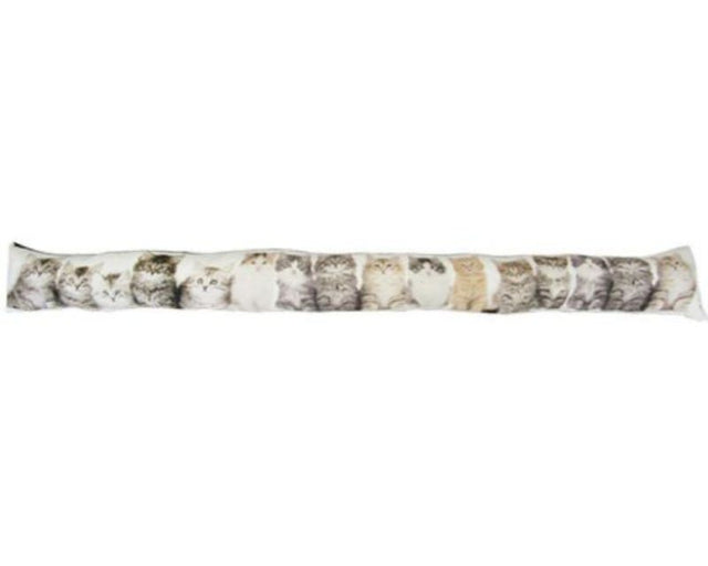 Charming kitten-shaped draught stopper, 89 cm long, blocks cold drafts while enhancing home decor with whimsy.