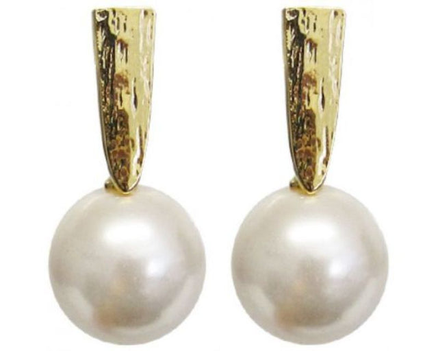 Jax Egyptian Pearldrop earrings featuring faux pearl drops, elegant style, 3.5 cm length, perfect for any occasion.