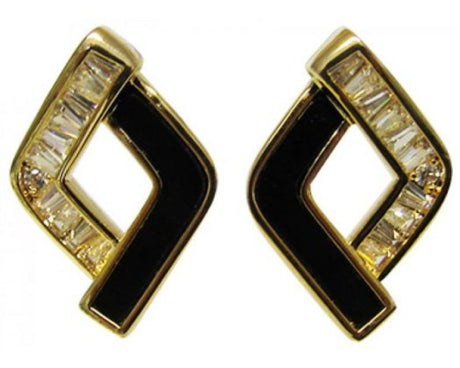 Jax Rhombus earrings with sparkling diamantes, lightweight and stylish for any occasion, measuring 2 cm by 1.2 cm.