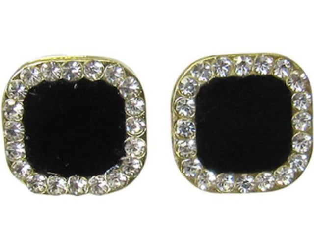 Elegant Jax Black Dress Earrings featuring a sleek design, perfect for any occasion, measuring 1.2 cm x 1.2 cm.