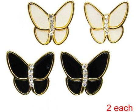 Jax Butterfly Earrings Set featuring four sparkling pierced earrings in elegant butterfly designs, perfect for any occasion.