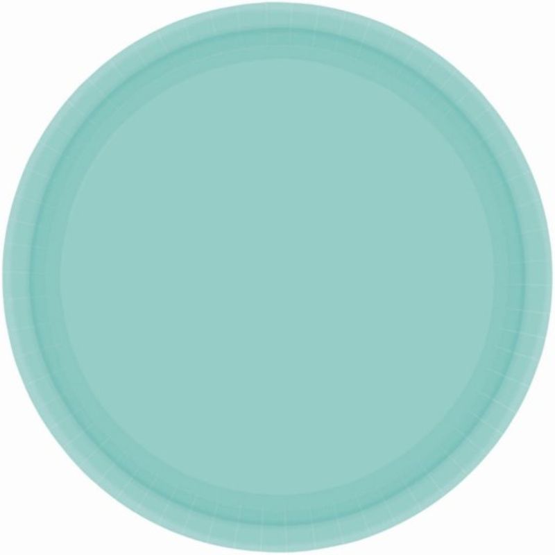 Round 17cm paper plates in Robin's Egg Blue, pack of 20, eco-friendly and stylish for any gathering.