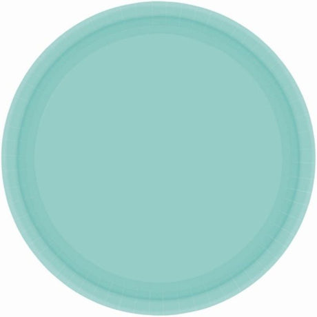 Round 17cm paper plates in Robin's Egg Blue, pack of 20, eco-friendly and stylish for any gathering.