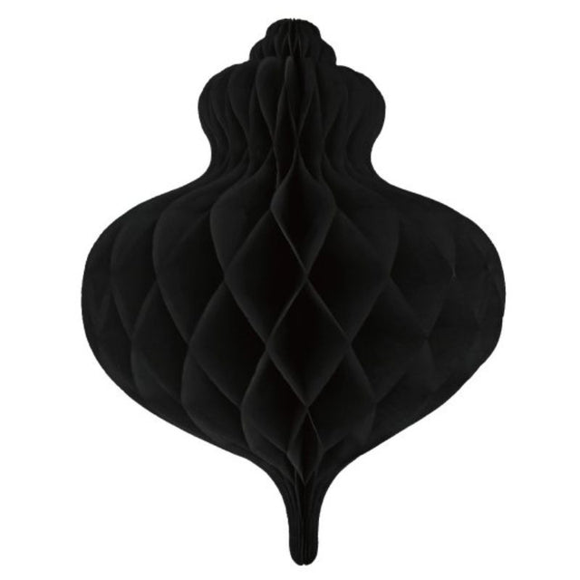 Large 40cm black honeycomb bauble decoration, perfect for elegant Christmas tree styling and festive home decor.