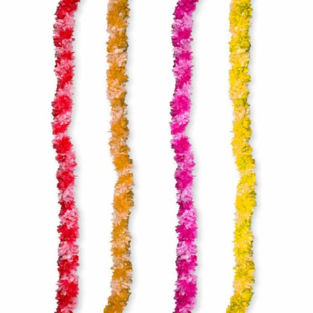 Vibrant 1.5m Diwali garland leis in assorted colors, perfect for festive home decoration, pack of 4 for shared celebrations.