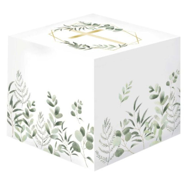 Elegant 11cm Botanical Celebration Favor Box in eco-friendly cardboard, perfect for weddings and garden parties.