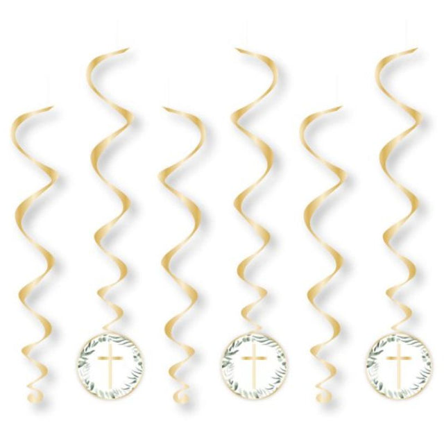 Botanical celebration spiral swirls in a pack of 6, featuring intricate designs for vibrant party decor.