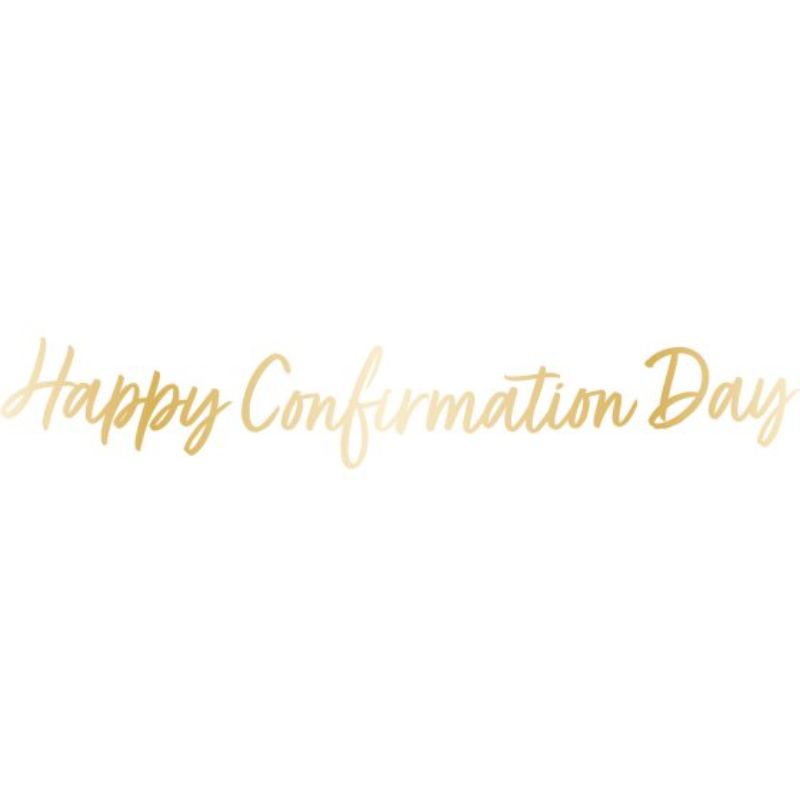 Botanical Celebration Happy Confirmation Day Letter Banner, 1.6m, eco-friendly cardboard with elegant designs for festive decor.