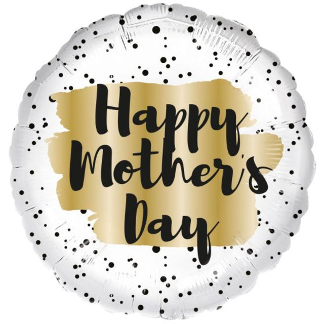 45cm Happy Mother's Day balloon with a gold spot design, perfect for festive celebrations and thoughtful gifts.